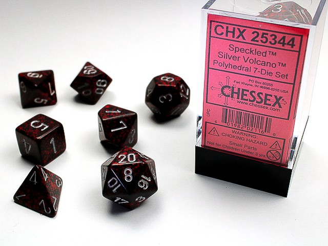 Chessex Speckled Silver Volcano Polyhedral 7 Die Set