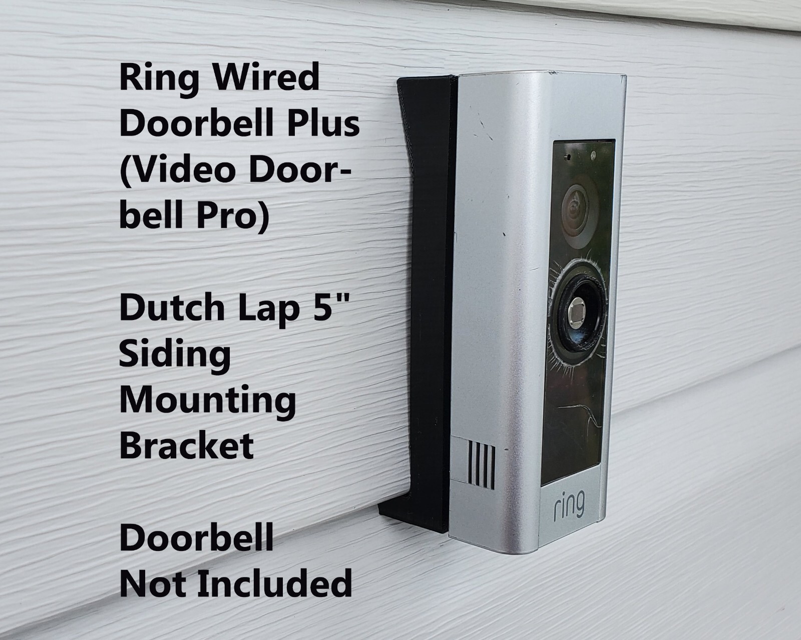 Ring Wired Doorbell Plus Dutch Lap 5" Siding Mounting Bracket Wedge UV Resistant