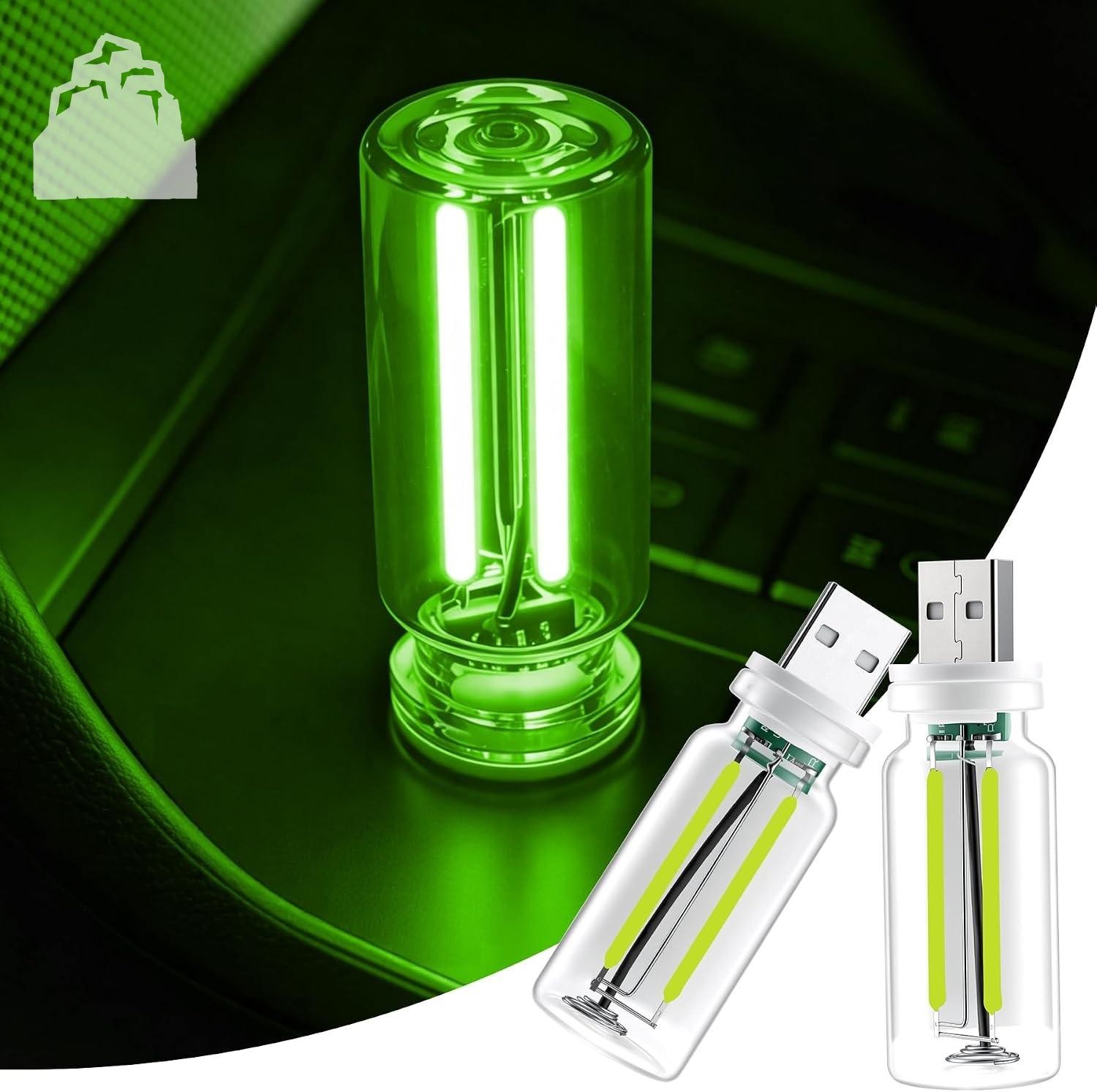 USB LED Car Interior Night Light, 2-Pack Touch Dimmable Ambient