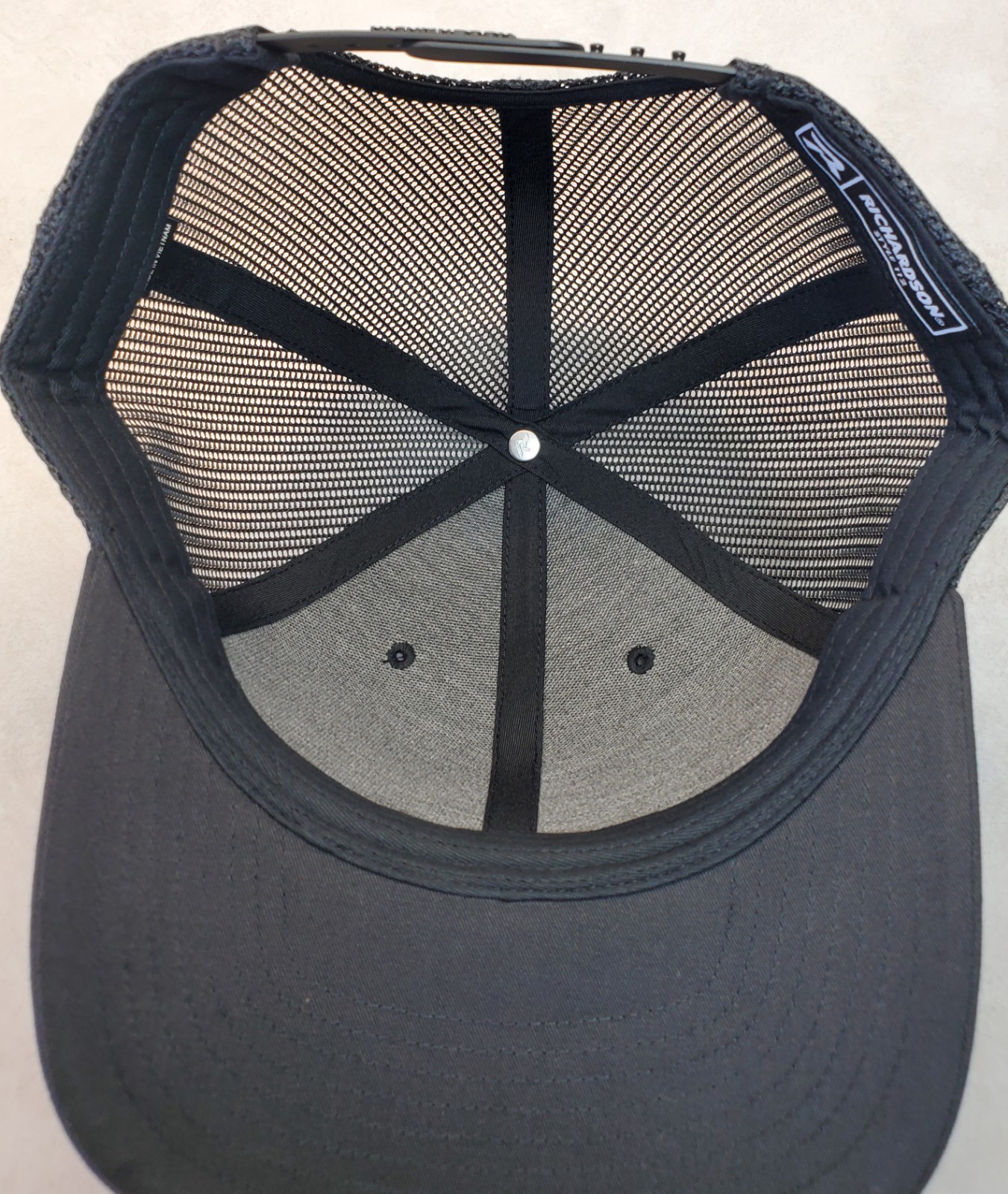 Snap-on Patch on Richardson 112 Trucker Hat Snapback Black/Black