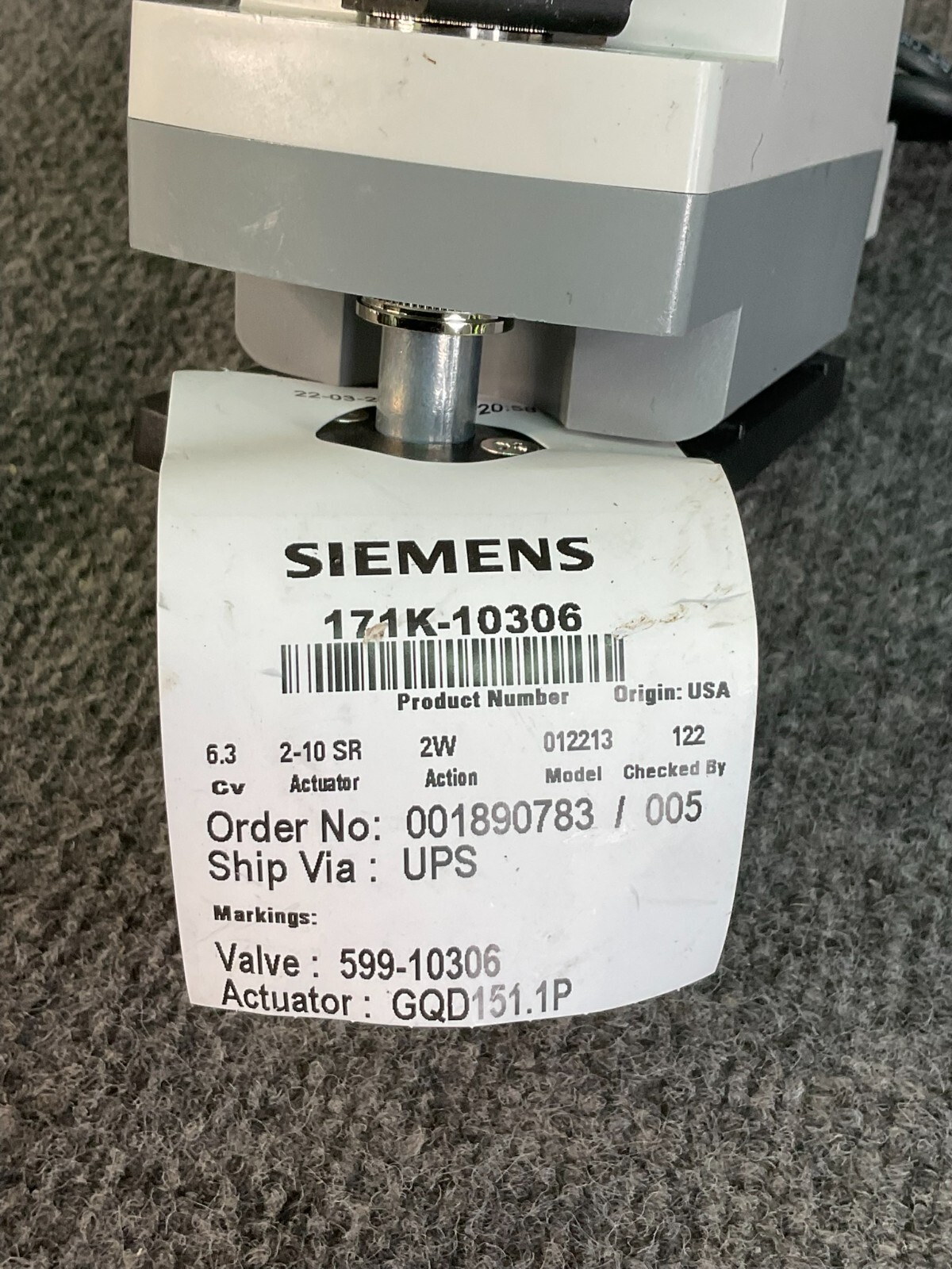 Siemens GQD151.1P Electric Damper Modulating Control 34298