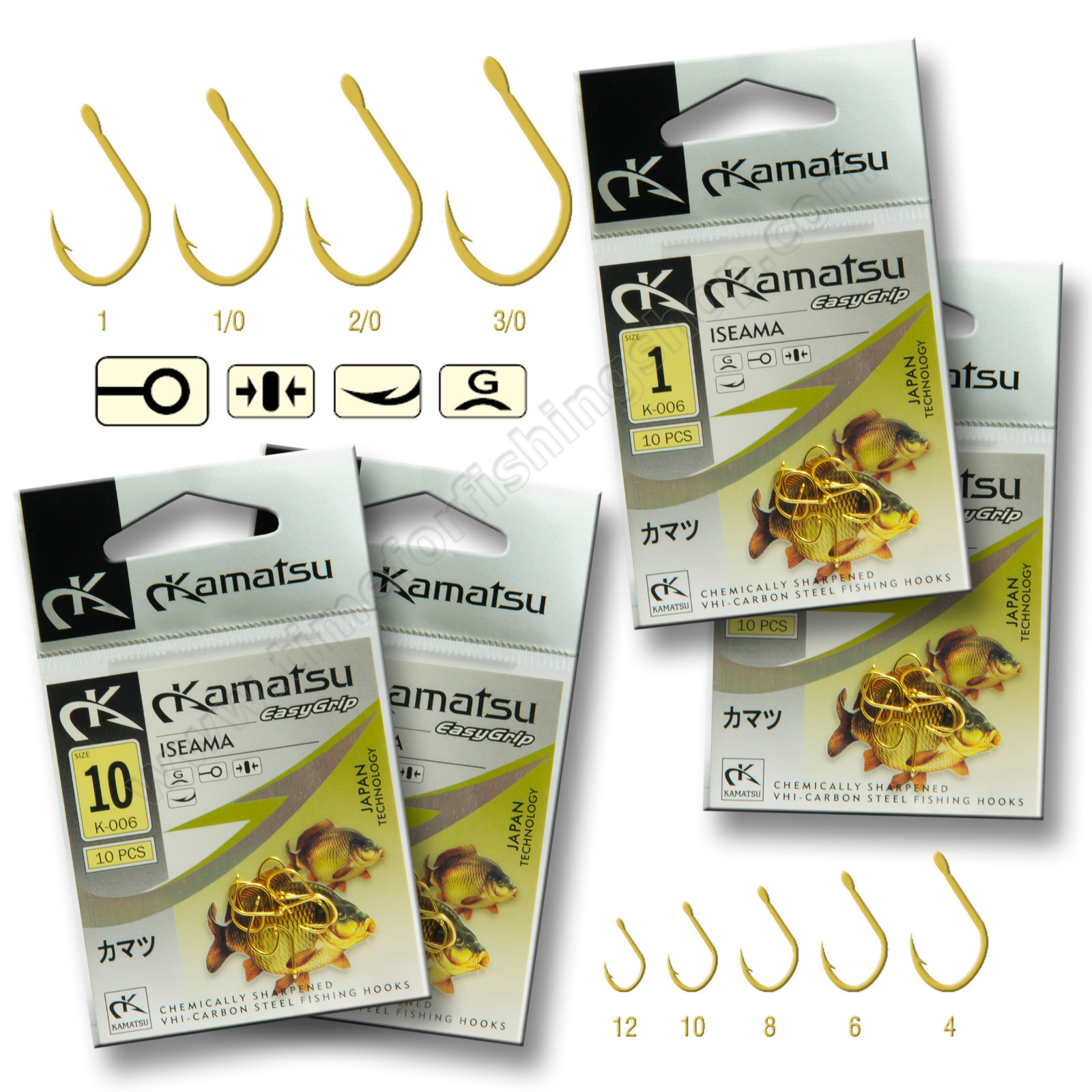 Fishing Hooks size 8 4 6 - 3/0 Iseama Gold Barbed FORGED Xstrong Carp Sea Set