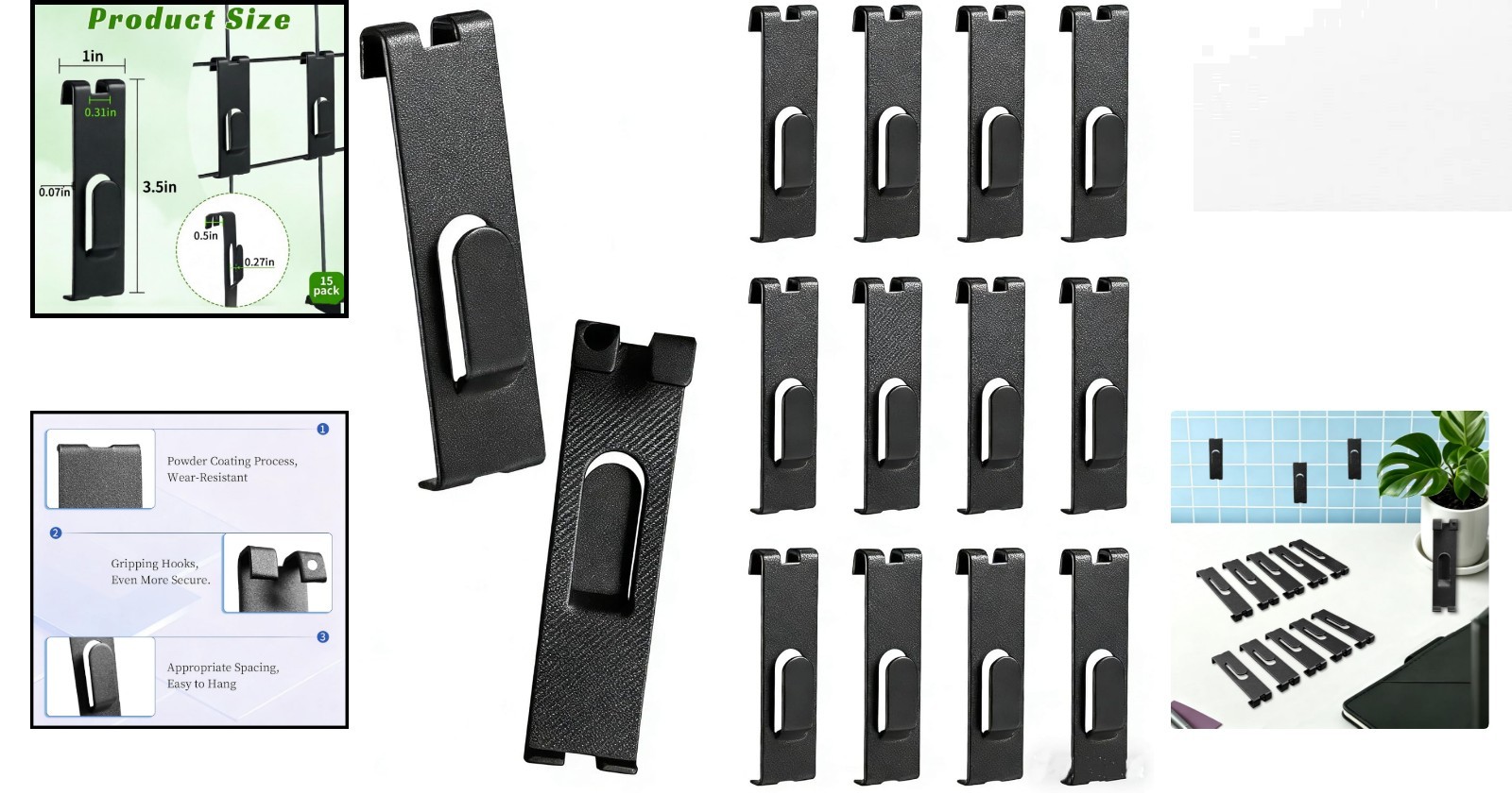 Versatile 15 Pack Grid Wall Hooks - Tool-Free Installation & Space Saver