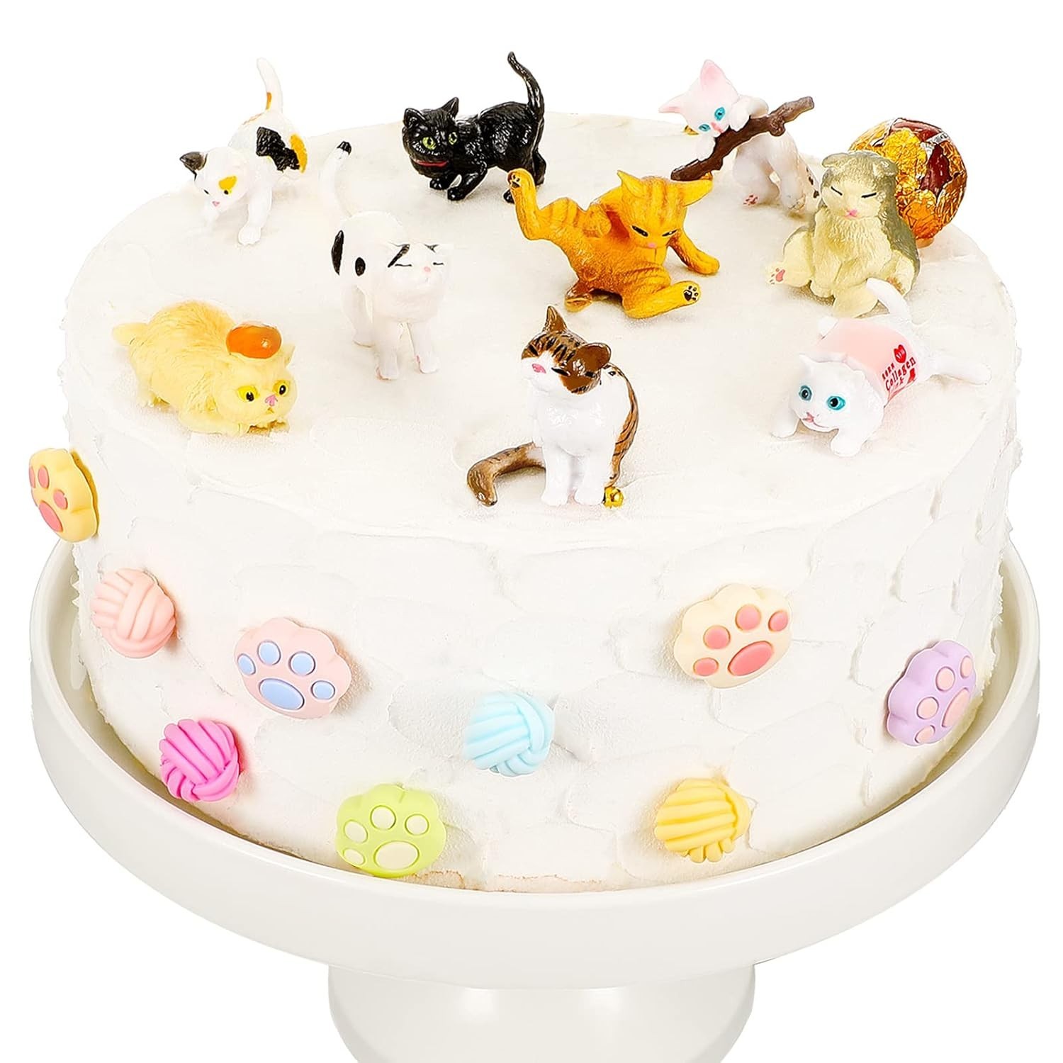26 Pcs Cat Cake Topper Cute Cat Figurines Cat Happy Birthday Cake Topper Cat ...