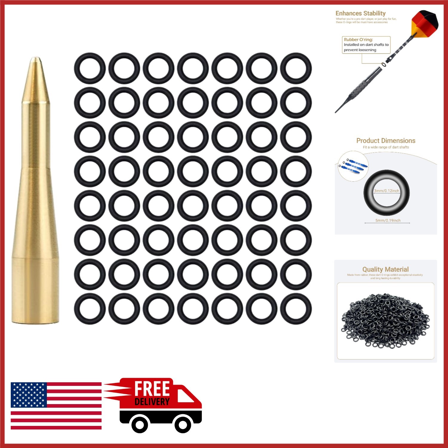 200 Rubber O-Rings and Applicator Tool for Darts Easy Installation