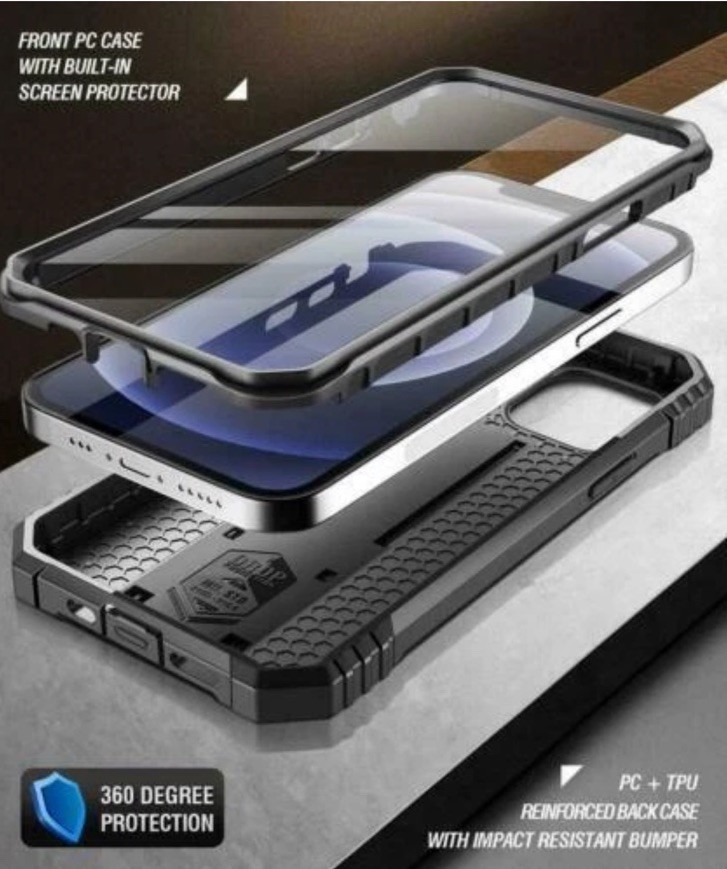 Poetic Shockproof For iPhone 12/12 Pro Case,Full Coverage Protective Cover Black