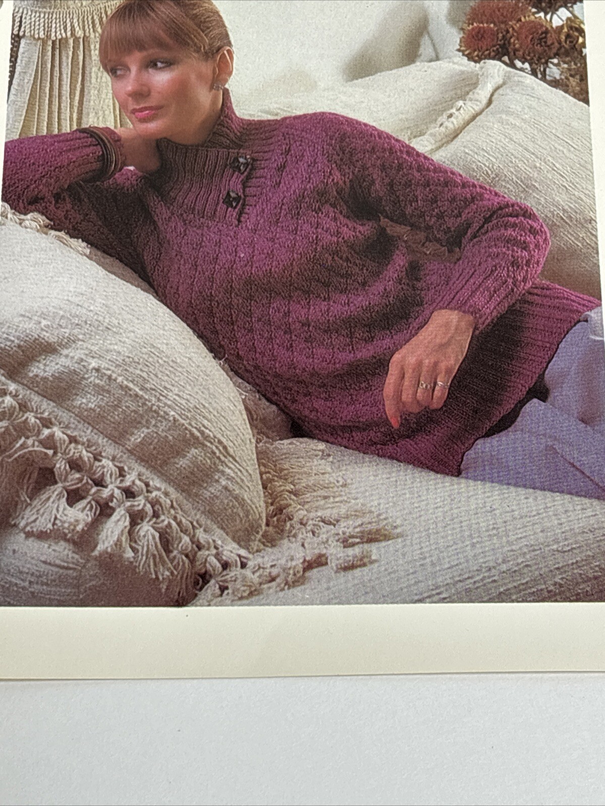 Diamond Patterned Sweater Women's Knitting Pattern Card