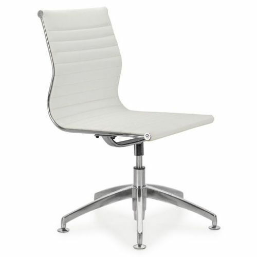 Ribbed Back Lider Conference Chair Armless Modern Group Office Chair White