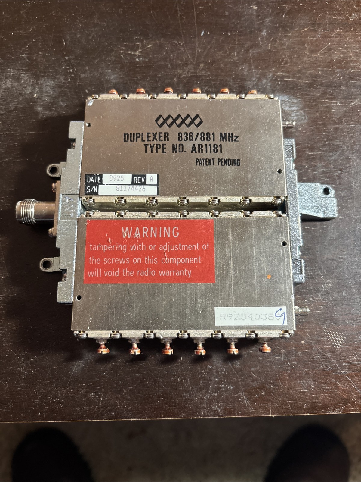 AR1181 836-881 MHz Duplexer Filter for Ham Radio Repeater