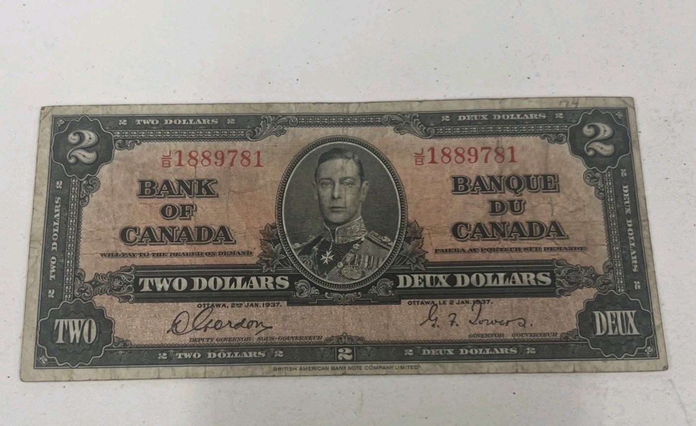 Bank Of Canada Two Dollars 59b 1937 Banknote
