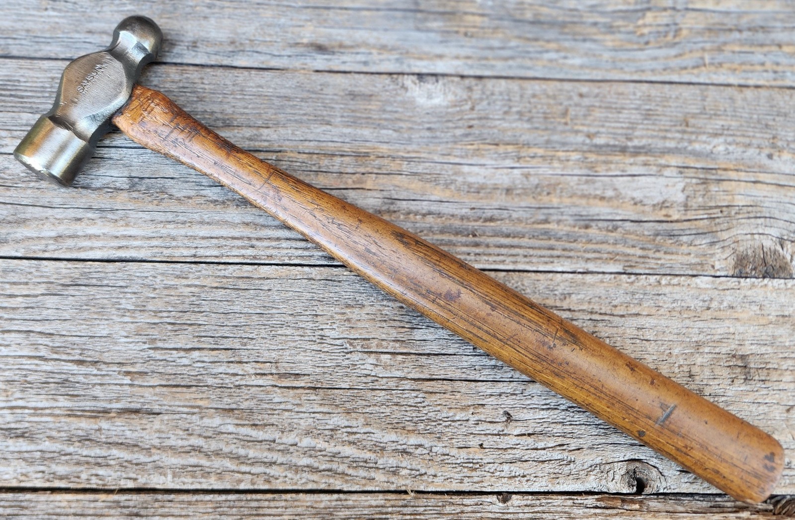 Vintage Samson Ball Peen Hammer w/ Wood Handle - Machinist Metalworking USA Made