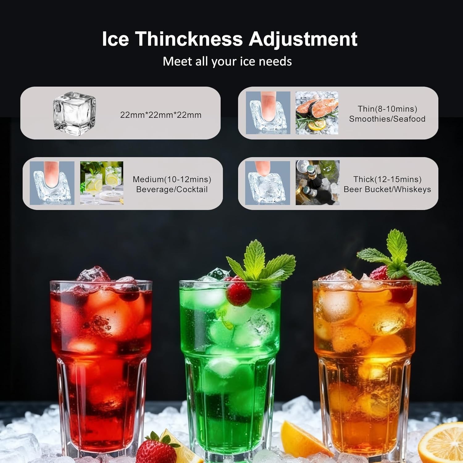 Commercial Ice Maker Machine, 100lbs/24H Ice Machine with 20lbs Storage Bin, ...