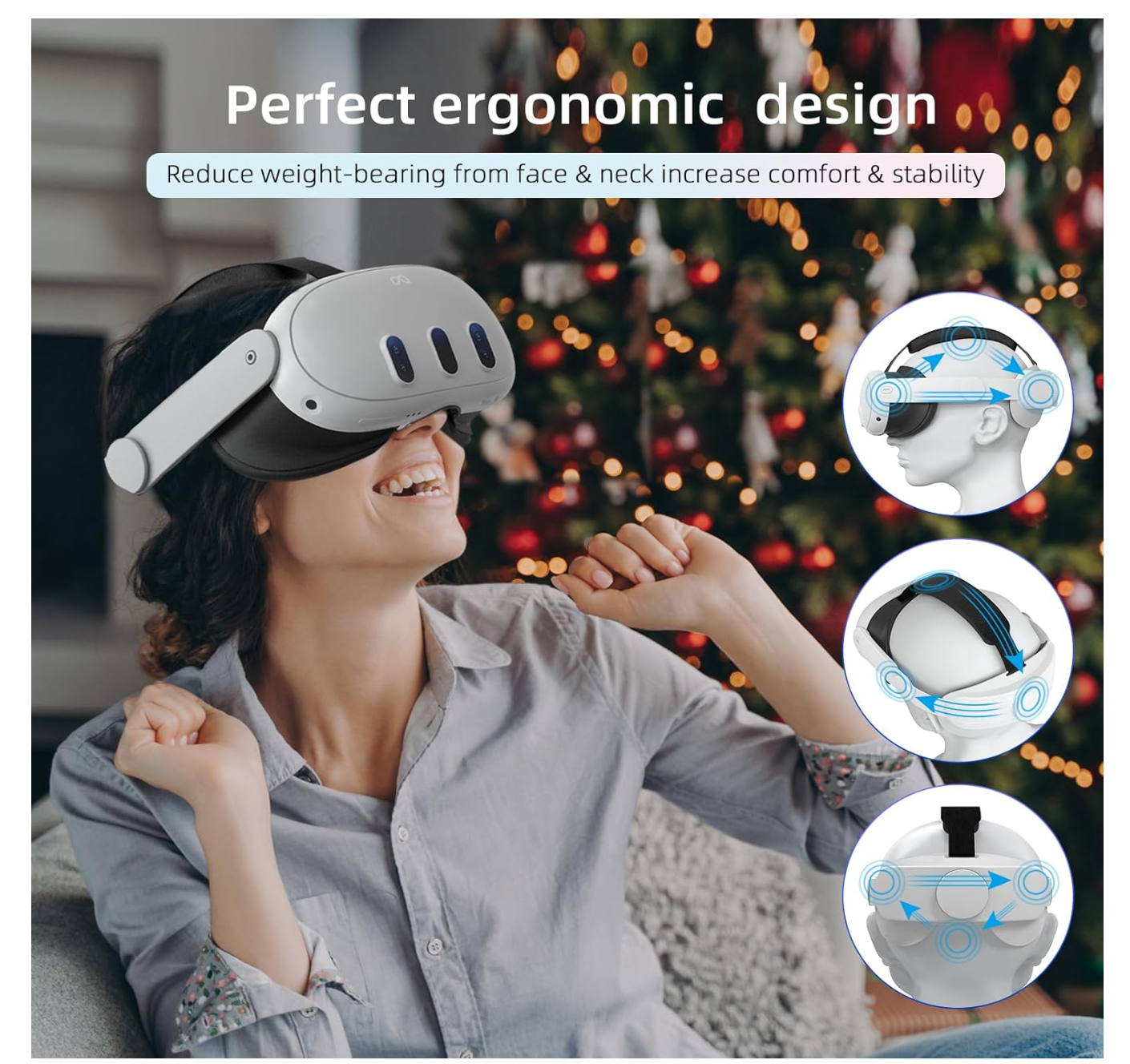 Head Strap Compatible with Oculus Quest 3,Meta Quest 3 Accessories Adjustable El