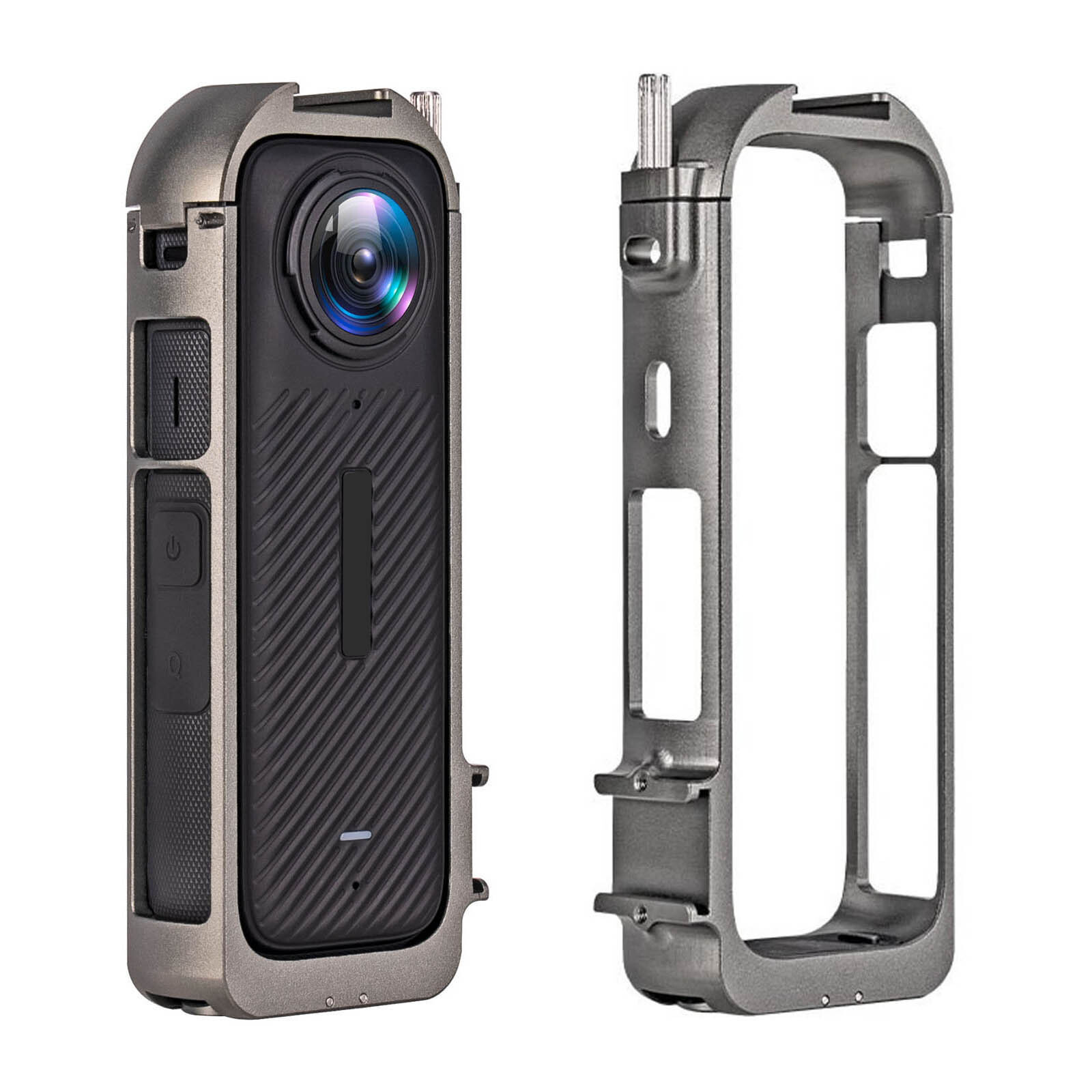 Aluminium Mount Frame Cage Metal Case Cover with 2-Cold Shoes for Insta360 X4