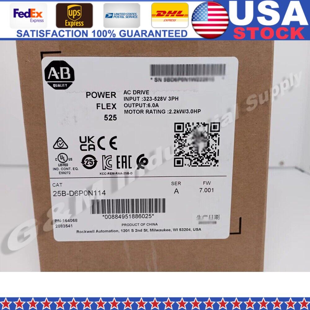 New Factory Sealed AB25B-D6P0N114 PowerFlex 525 AC Drive 25BD6P0N114 USA！