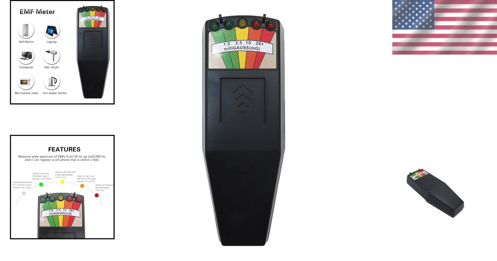 Lightweight 5 LED EMF Field Meter - Essential Tool for Paranormal Investigations