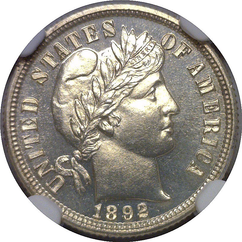 1892 Barber Dime NGC PF-64
