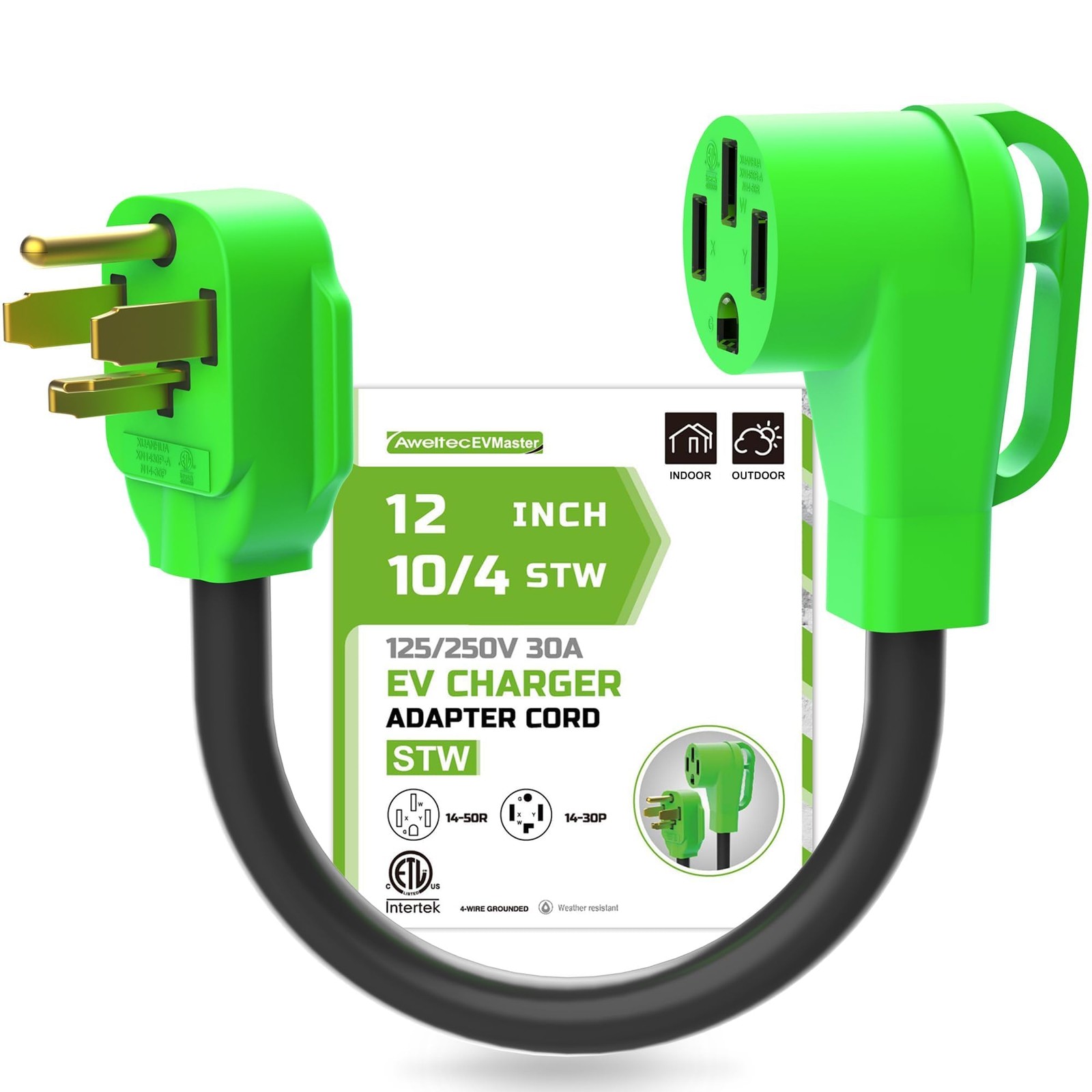 NEMA 1430P to 1450R EV Charger Adapter – 30A to 50A Dryer to EV Adapter, 4 Pr...