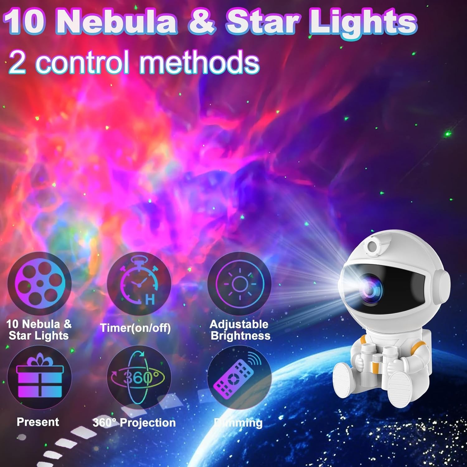 Astronaut Galaxy Night Light Projector for Bedroom - Star Lights Ceiling Project