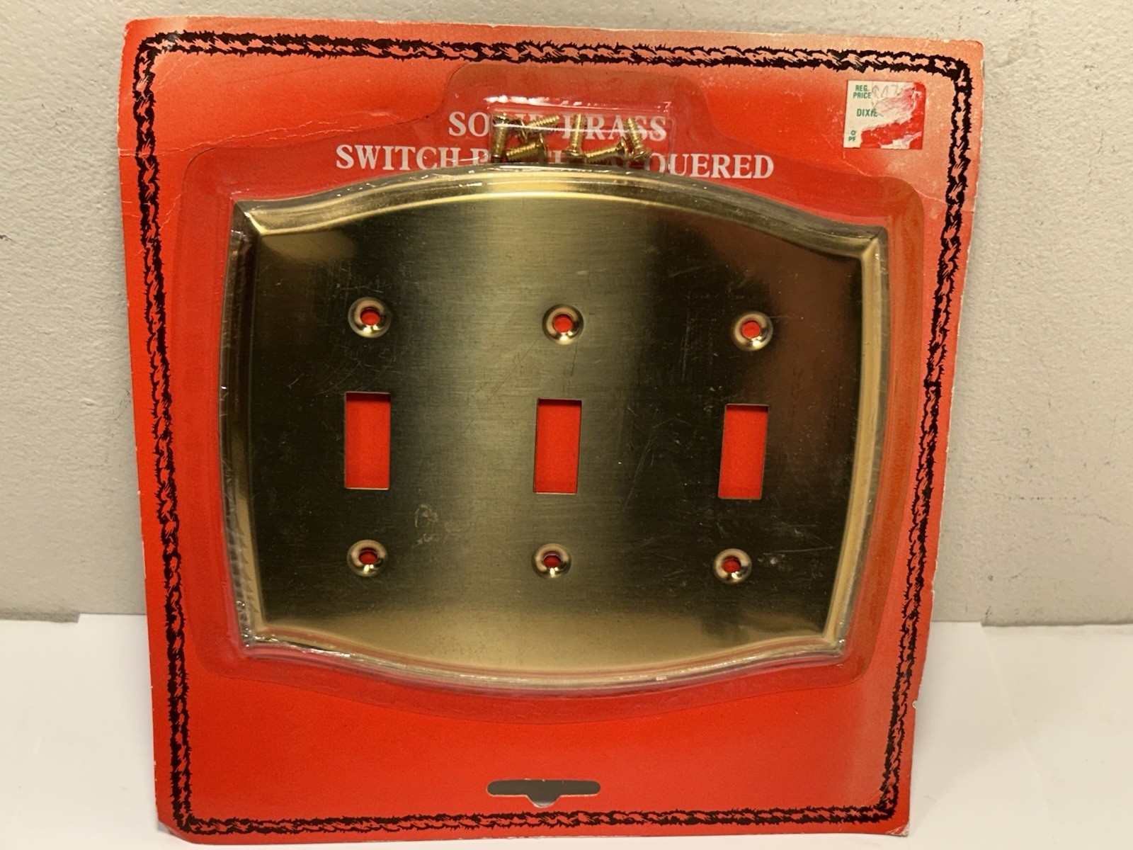 Vintage Solid Brass Triple Switch Plate Cover Upper Deck New