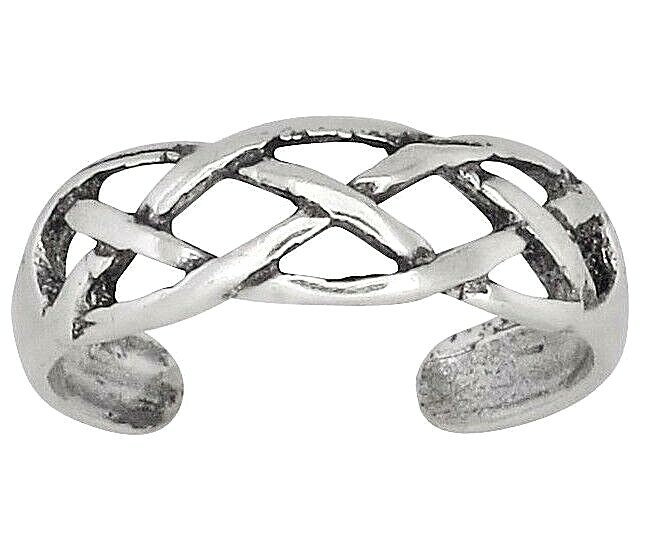 Sterling Silver .925 Celtic Knot Oxidized Toe Ring Adjustable Size | Made In USA