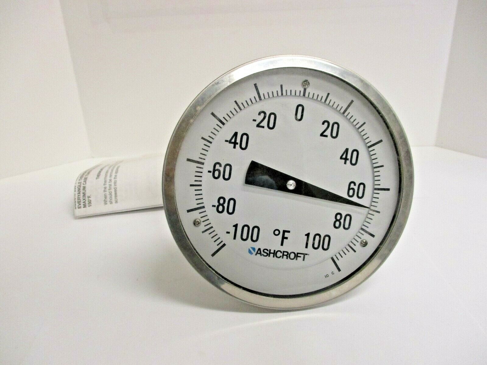 ASHCROFT 5" BIMETAL THERMOMETER, 50EL60E040, TYPE: EL, 1/2"NPT, -100/100F