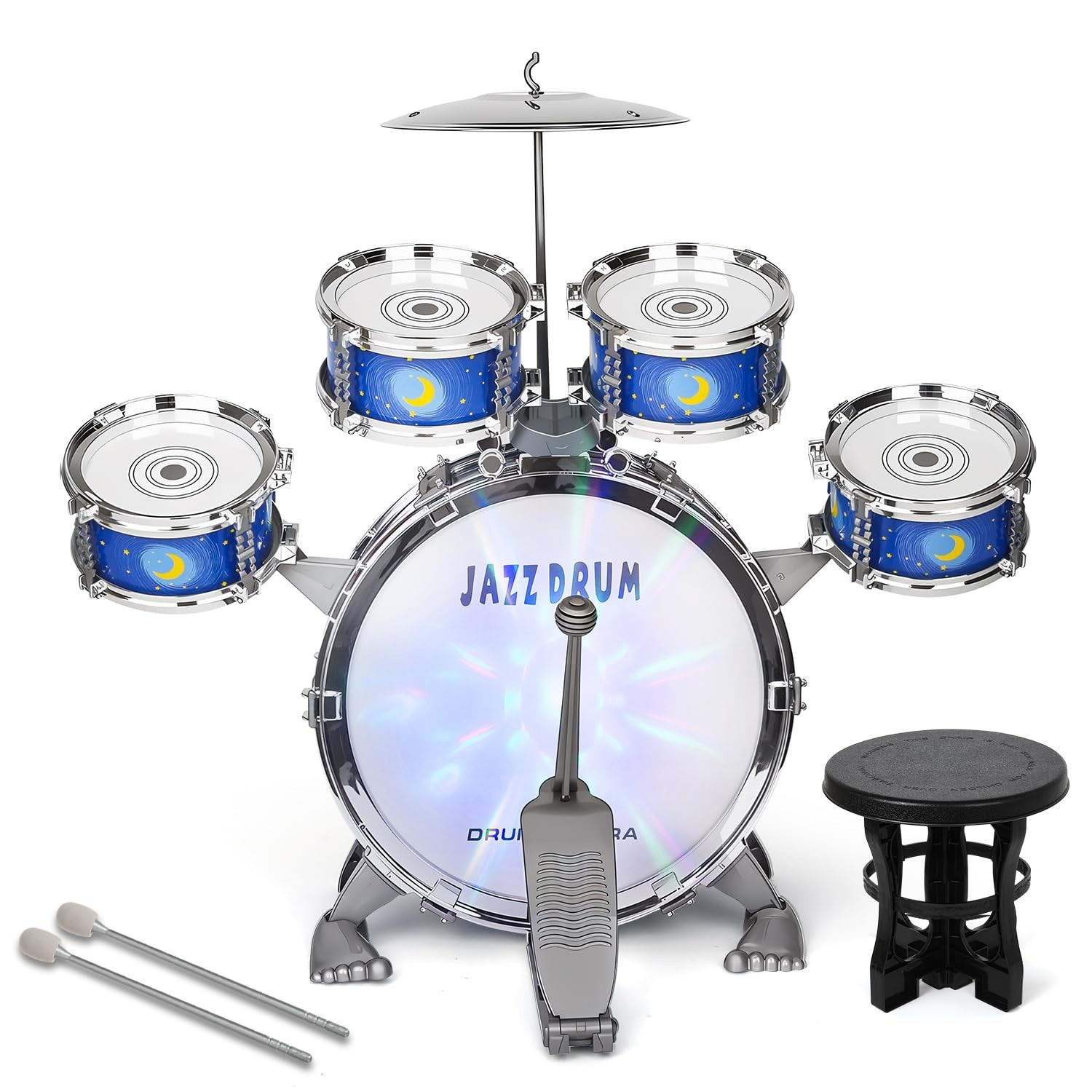Kids Drum Set for Toddlers Ages 2-5 - Musical Toy with Stool, Perfect Birthda...