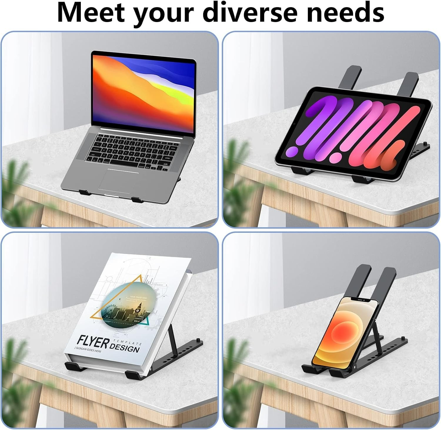 Compact Travel Laptop Holder - Adjustable, Ergonomic, and Ventilated Design