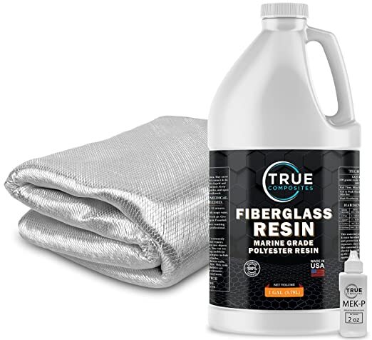 Fiberglass Repair Kit 1 Gallon Polyester Resin and 1708x50x5 Yards Biaxial Cloth