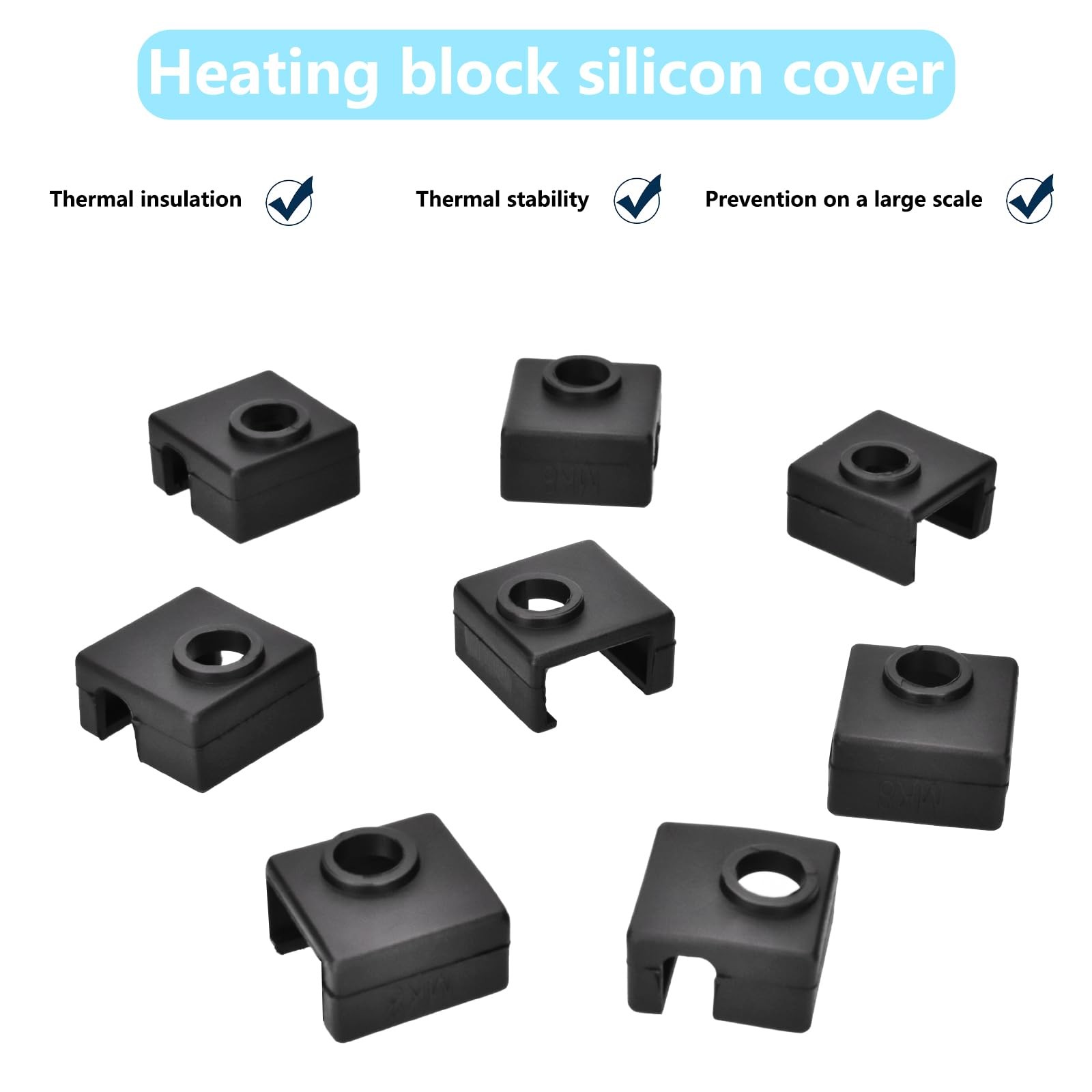 3D Printer Silicone Sock 8Pcs Hotend Heater Block 8 Pcs