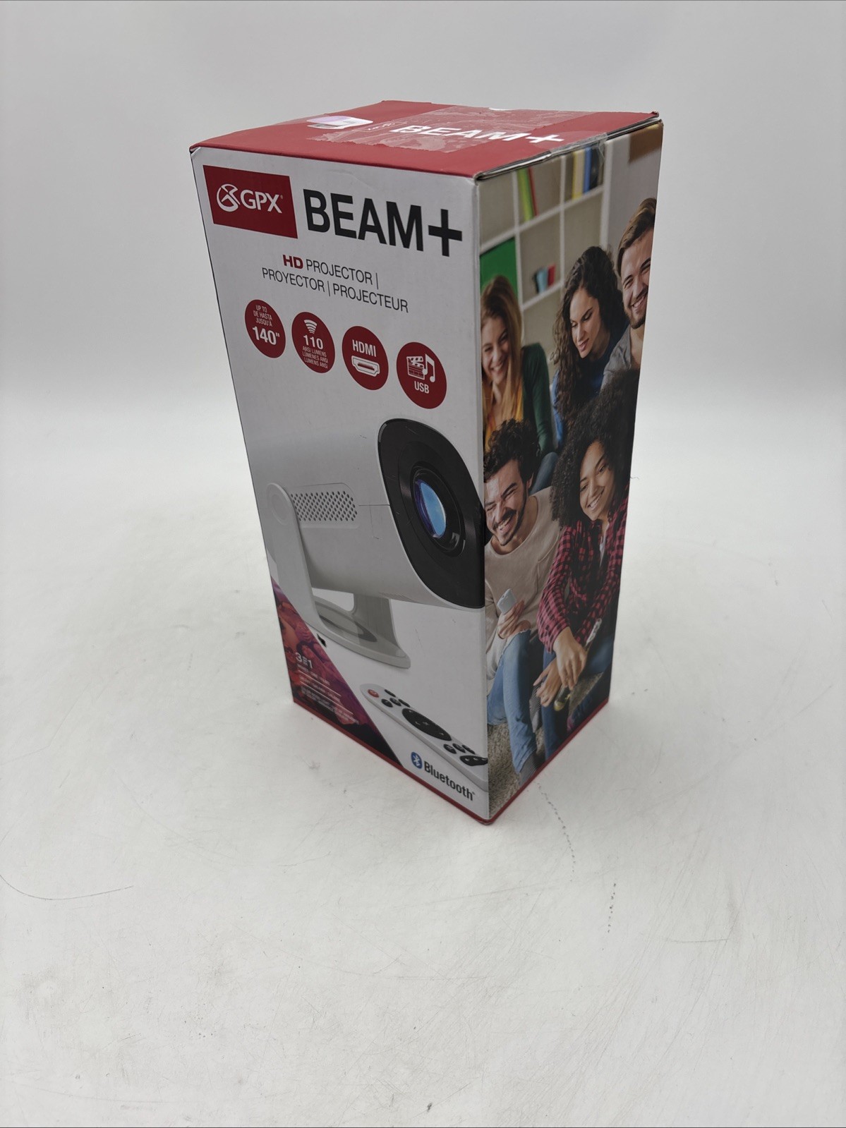 GPX Beam+ HD Projector Bluetooth HDMI USB Up To 140" Open Box
