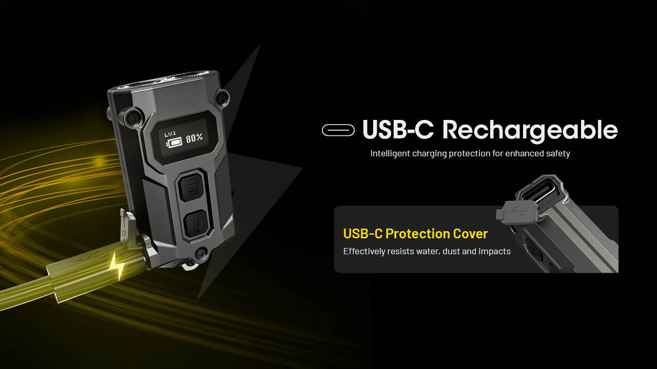 Nitecore TINI 3 600 Lumen Multi Color-Temp Rechargeable Keychain Light, Black