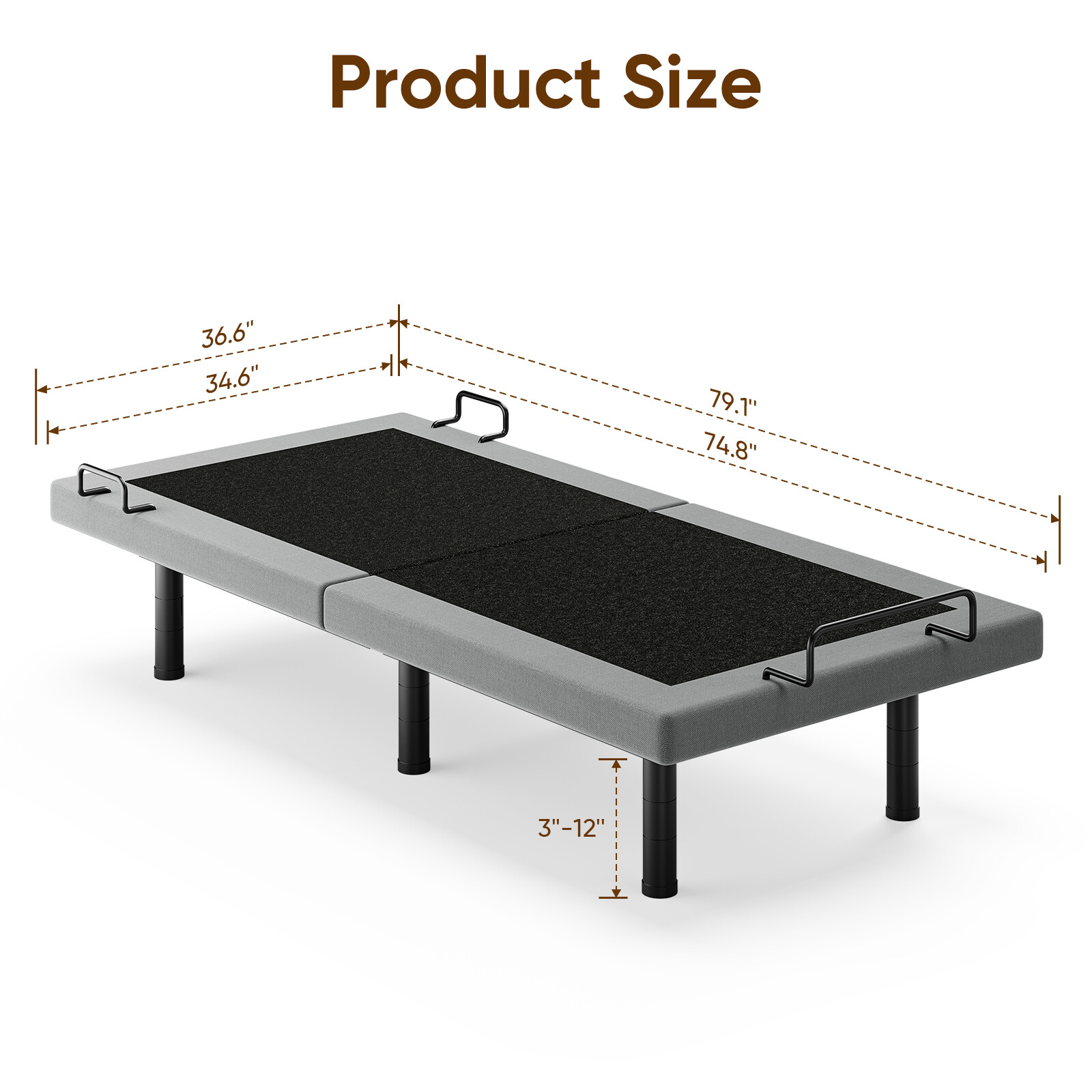 Upgraded Adjustable Bed Frame Base With Massage Backlit Remote 1000LB TXL King