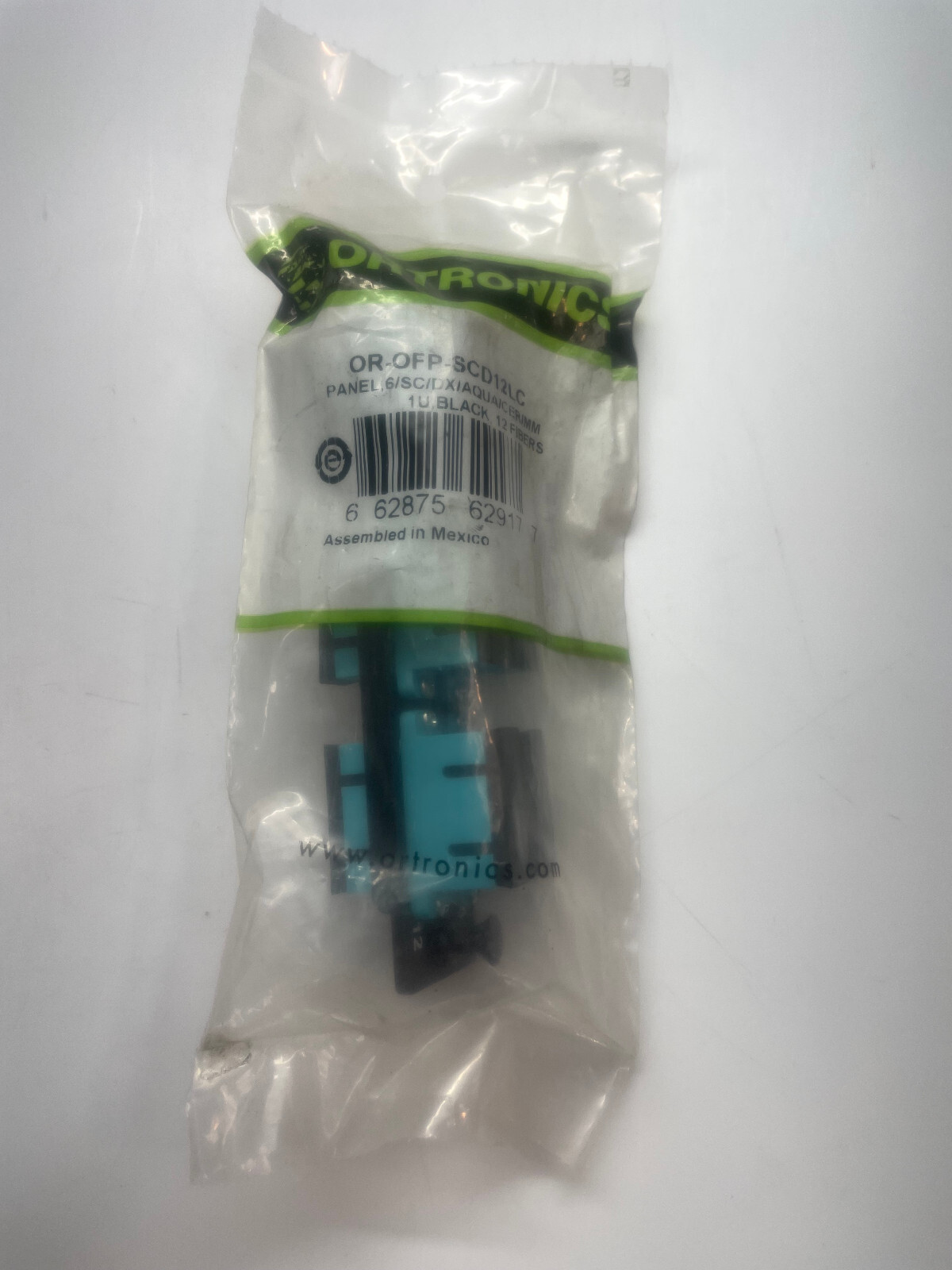 Ortronics Panel 6/SC/DX/AQUA/CER/MM 1U,Black,12 Fibers