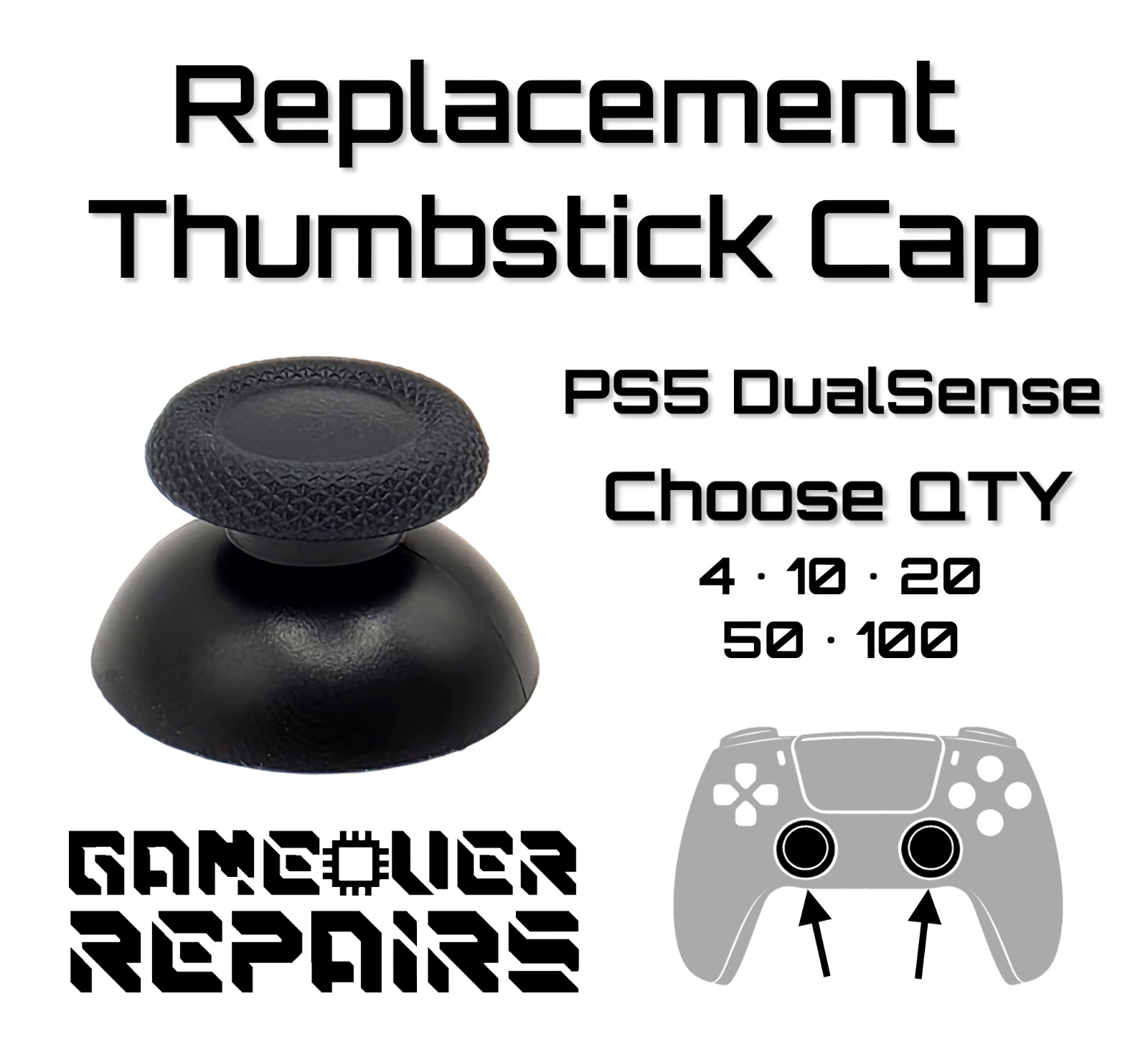 PS5 DualSense Replacement Thumbstick Caps | Choose Quantity | Brand New