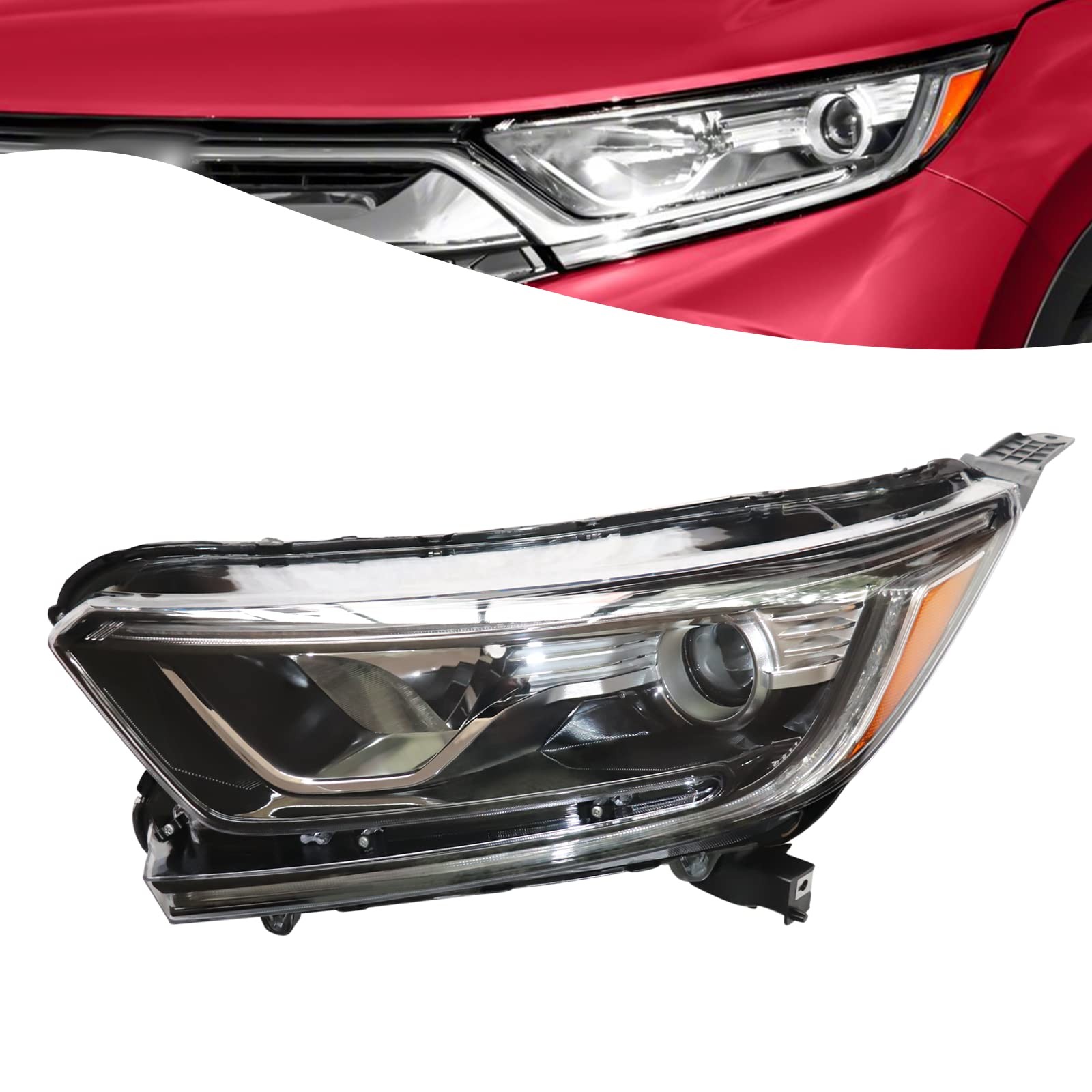 Halogen Headlight w/LED DRL Projector for CRV 17-21 LX EX EXL Non-Tour Hybrid LH