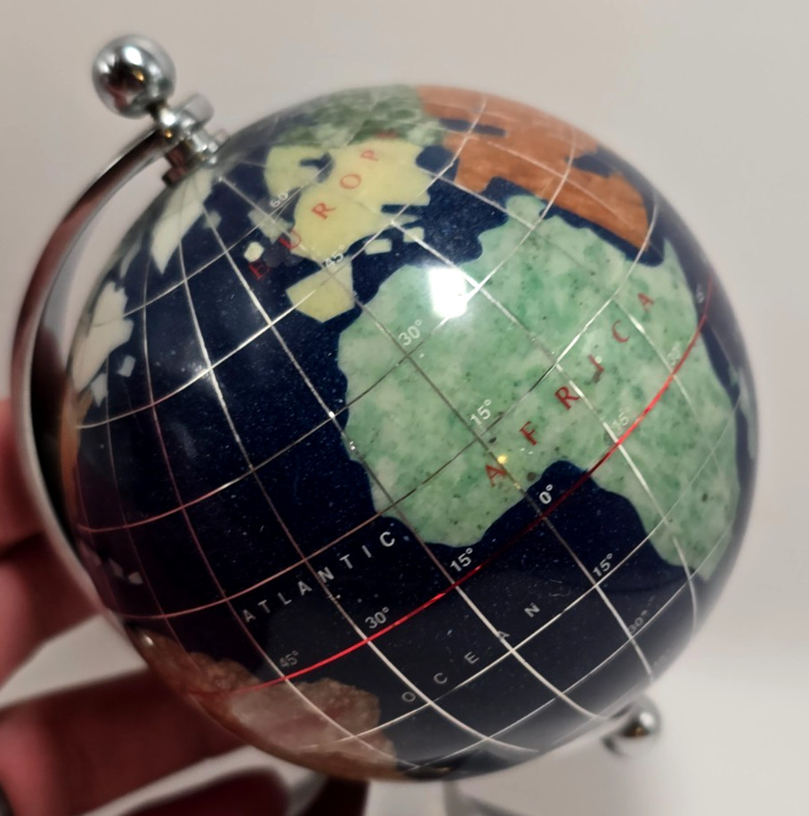 5.5" Gemstone World Desktop Globe Deep Blue With Silver Tone Base