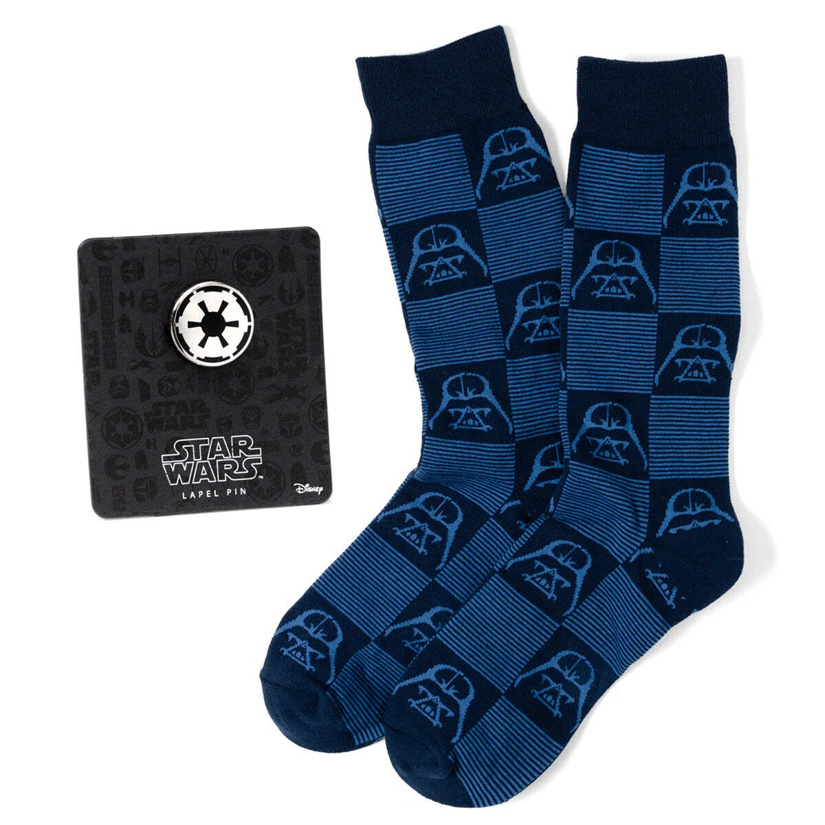 Star Wars Darth Vader Navy and Black Checkered Socks with Imperial Crest Lapel P