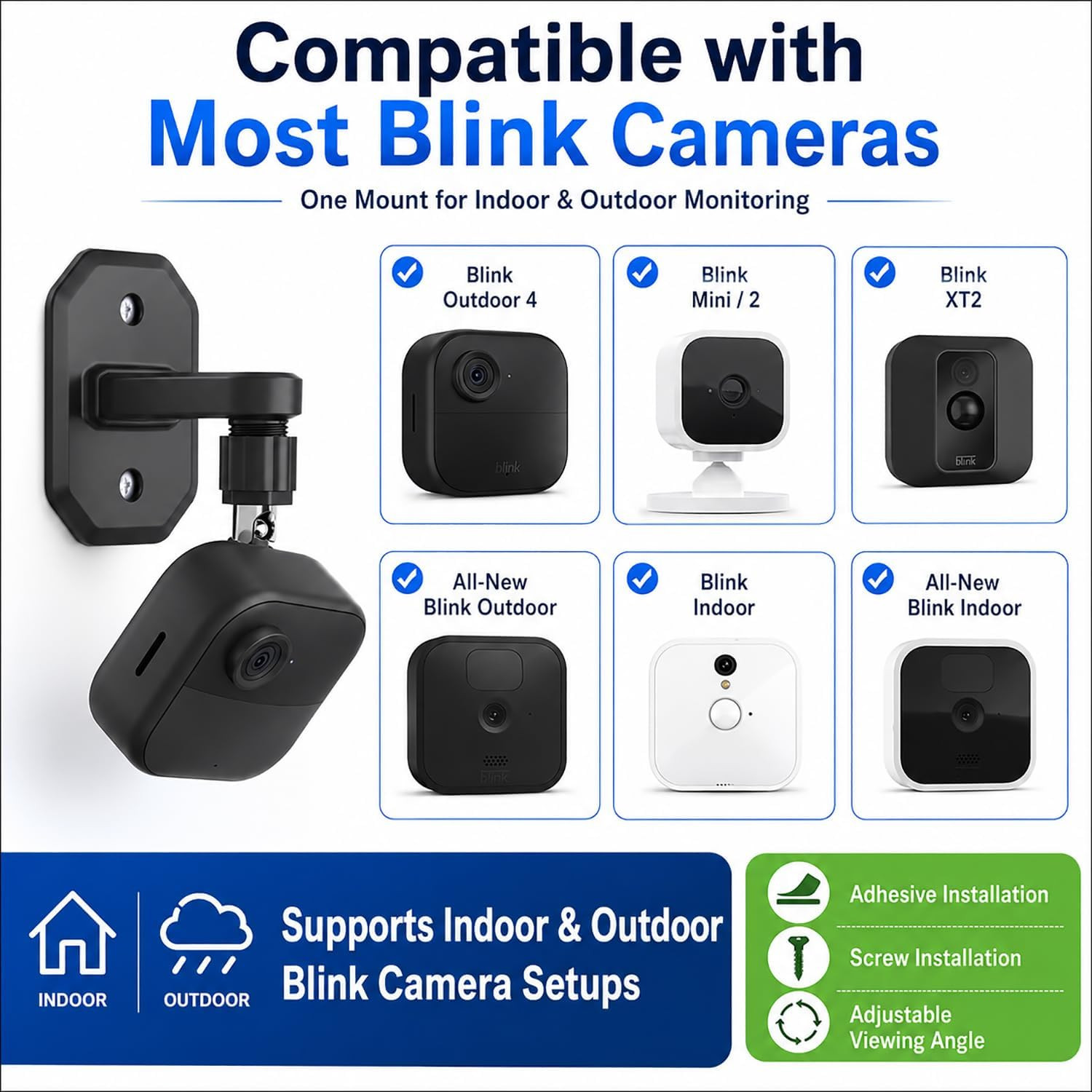 2Pack Adhesive Wall Mount Adjustable Security Wall Mount Bracket for Blink Outdo