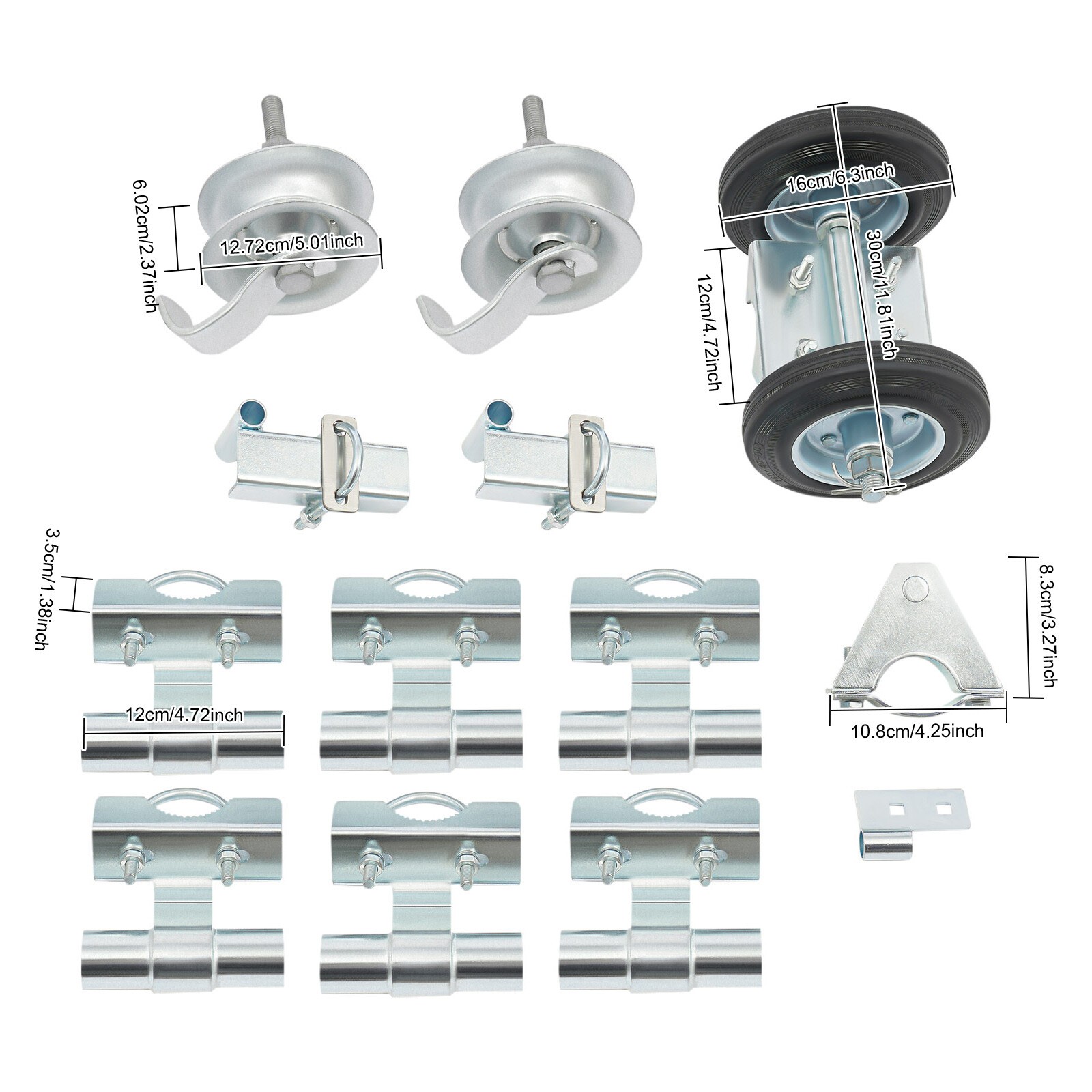 Heavy-Duty Sliding Gate Hardware Kit Double Wheel Rollers Galvanized 600 lb