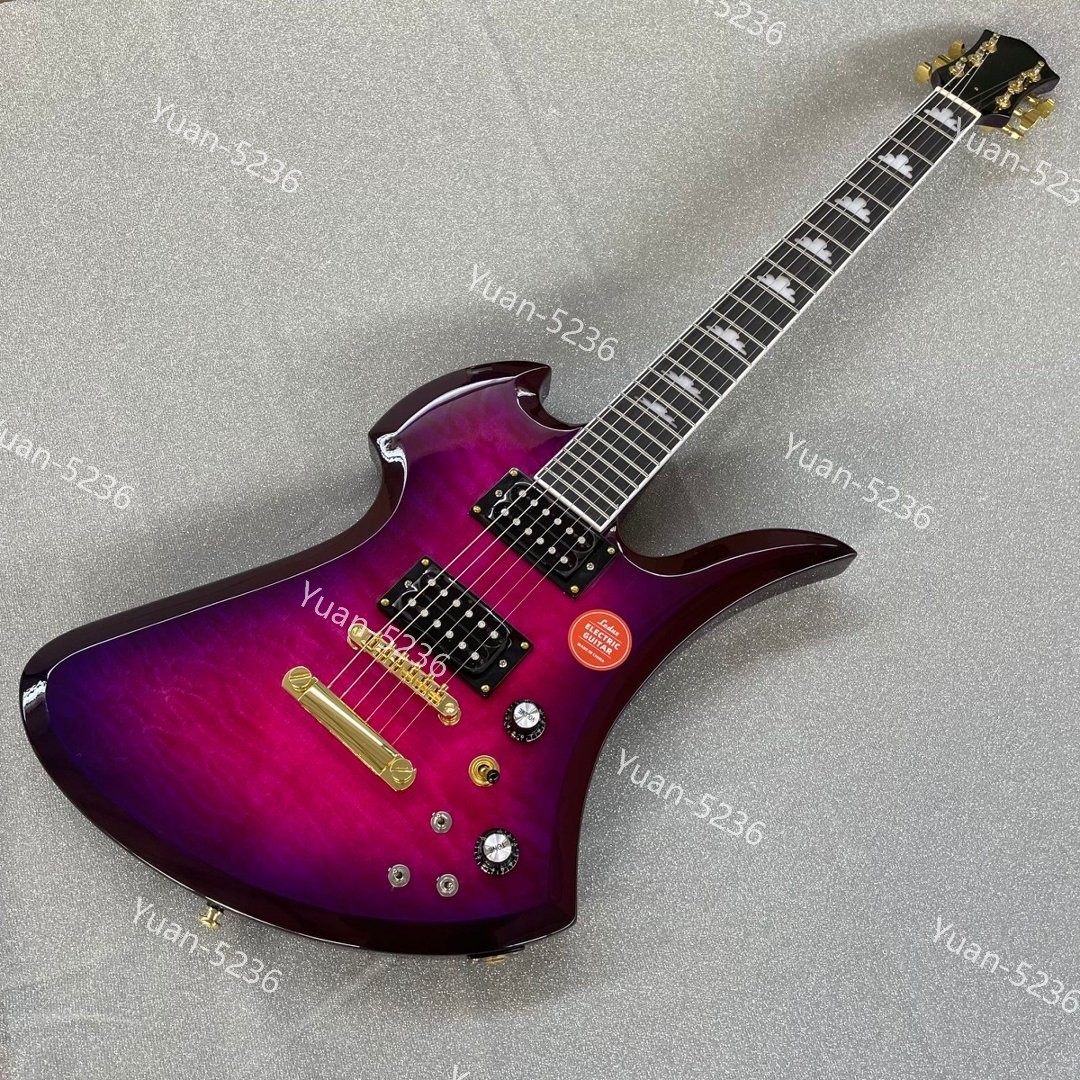Solid Electric Guitar Stainless Rounded Fret Edge H H pickups Purple Burst