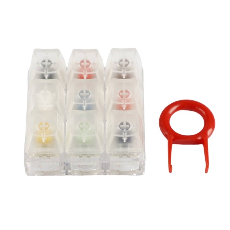 Clear Base Switches Testing Tool With 9 Rainbow Keycaps For Mechanical Keyboards