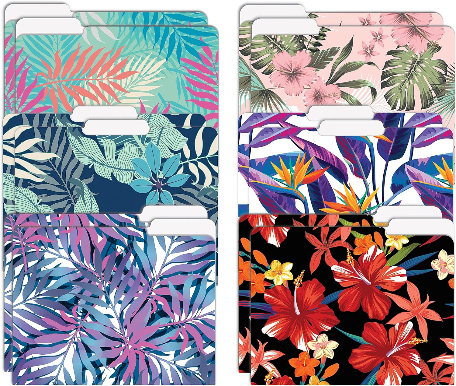 Decorative File Folders, 12 Pack, 6 Unique Designs, Heavyweight, Letter Size (9.