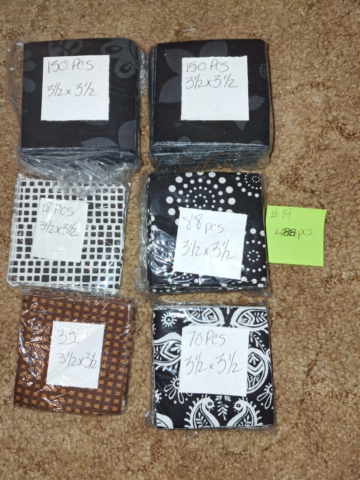 3.5 x 3.5 inch precut squares 100% cotton fabrics 488pcs total-mixed patterns