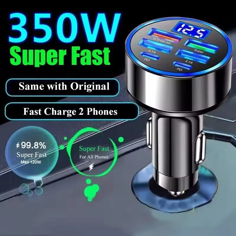 4 USB Port Super Fast Car Charger Adapter for iPhone Samsung Android Cell Phone