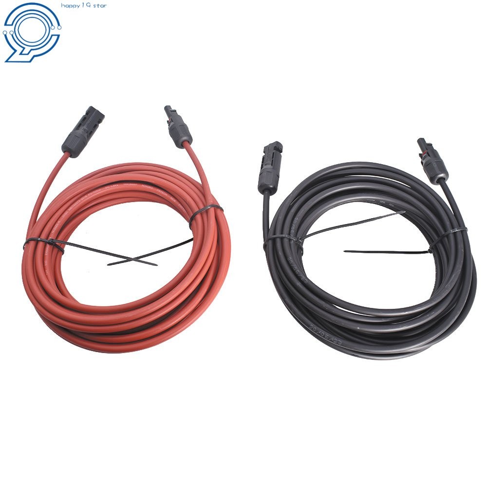 1 Pair 30 FT Black + Red 12AWG Solar Panel Extension Cable Wire Connector