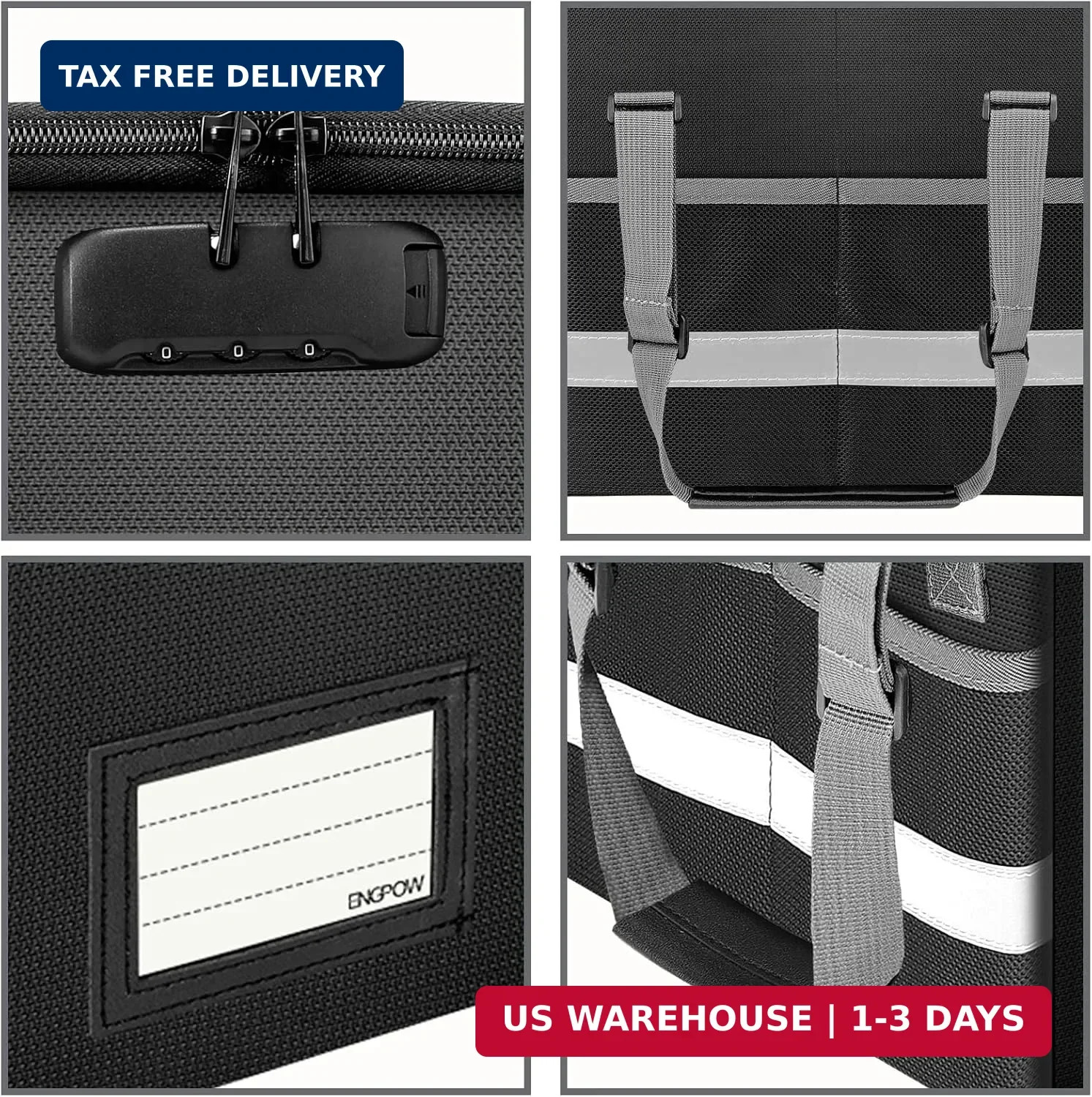 File Box with Lock,Fireproof Document Box with Zipper&Pockets,Collapsible
