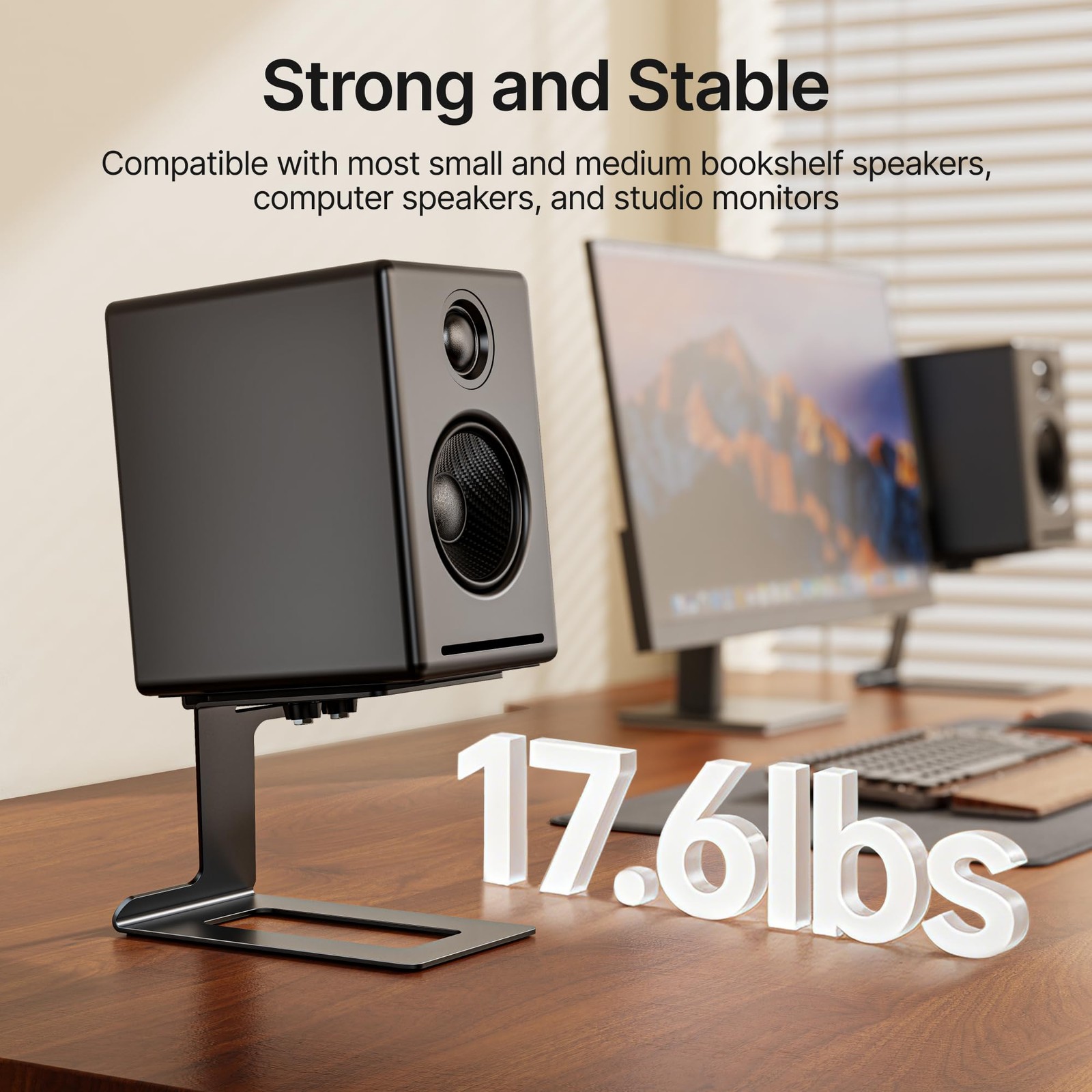 Desktop Speaker Stands Pair, Speaker Riser for Most Small & Medium Bookshelf Spe
