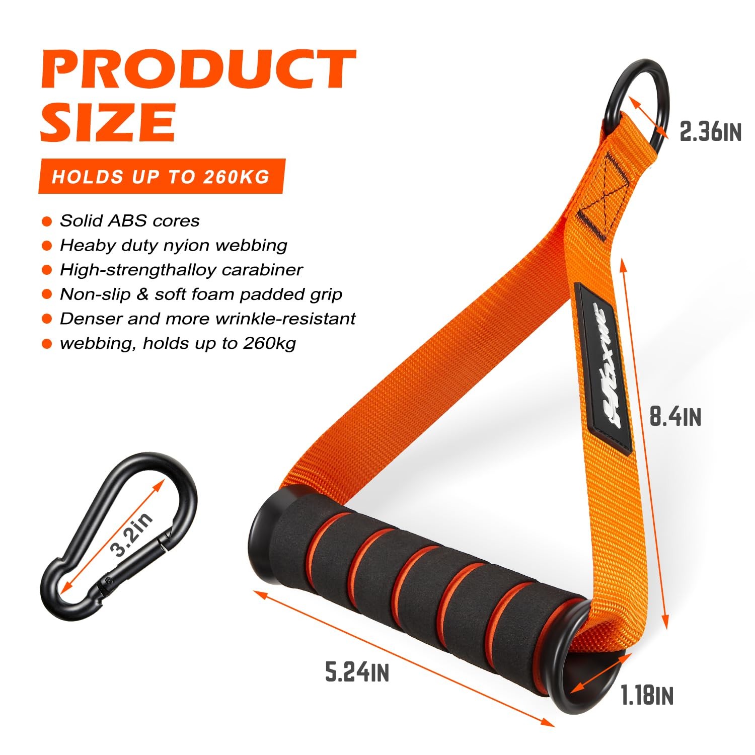 HOXWC Cable Handles Gym Equipment, Heavy Duty Resistance Band 1-Orange