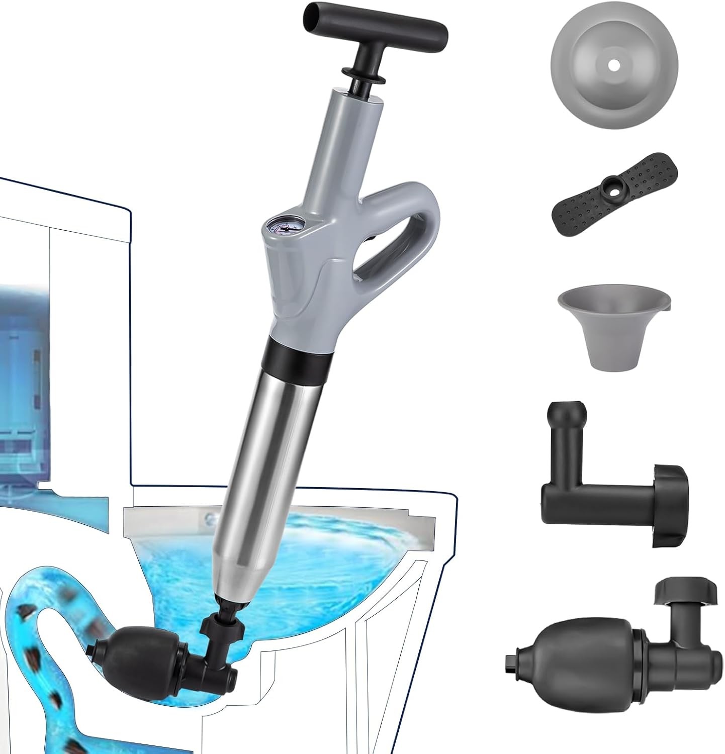 Toilet Plunge Blaster, High Pressure Toilet Plunger, High-Pressure Air Drain Bla